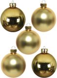 Decoris Kerstballen set - 10x stuks - goud - glas - 6 cm - glans/mat