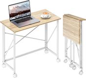 Homcom Schrijftafel - MDF, Staal - 80L x 40B x 75H cm - Natuurlijk hout
