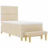 vidaXL Boxspring bed met kussen met hoofdeinde Crème 200 x 100 cm Stof