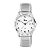 SELVA Herenhorloge, kwarts, roestvrijstalen behuizing, flexibel roestvrijstalen trekkoord, 5 bar, wit