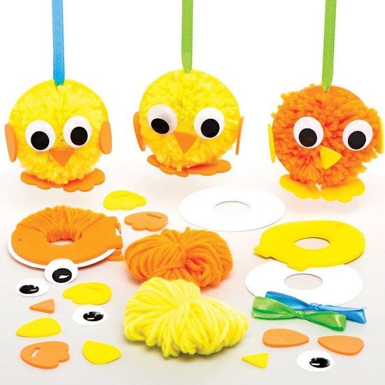 Baker Ross Paaskuiken Pompoms - Knutselspullen voor Kinderen (4 stuks)