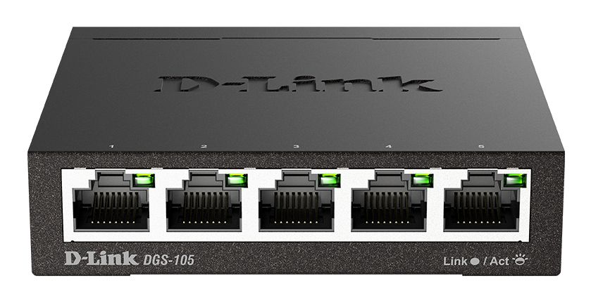 D-Link DGS-105 5-Port Gigabit Ethernet Unmanaged Switch - Black