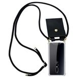 Cadorabo Mobiele telefoon ketting compatibel met OnePlus 6 in ZWART - Silicone beschermhoes met gouden ringen, koordriem en afneembare etui