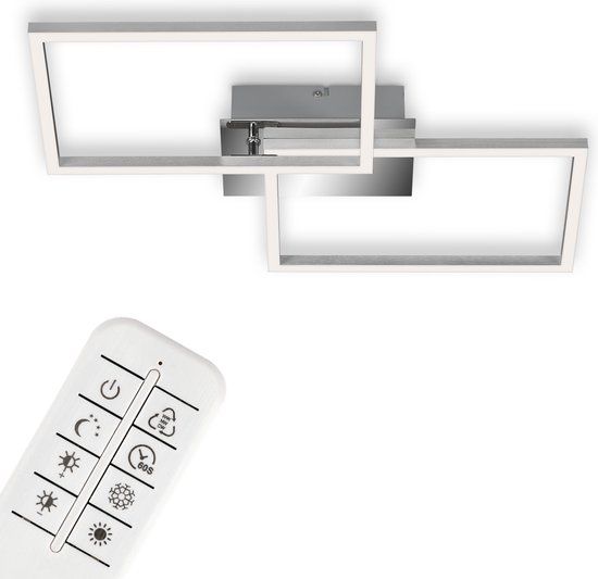 B.K.Licht Briloner LED Plafondlamp - Dimbaar - Incl. Afstandsbediening - Kleurtemperatuurregeling - Nachtlichtfunctie - Chroom Aluminium