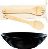Luminarc Salad bowl black - bamboo salad servers - Glass - D27cm