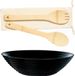 Luminarc Salad bowl black - bamboo salad servers - Glass - D27cm