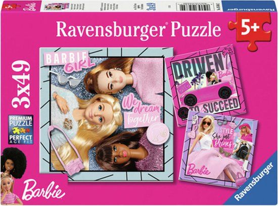 Ravensburger Barbie Legpuzzel - 3x49 Stukjes