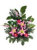DRW Centrum voor kunstbloemen, begraafplaats, kerk, bruiloft, grafdecoratie, wilde bloemen, fuchsia, met lelies, 70 x 60 x 30 cm