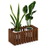 Furinno Houten lamellenstijl bloembak hout, natuurlijk, 63 (B) x 30,2 (H) x 30,5 (D) cm
