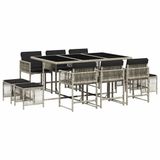 vidaXL 11-delige Tuinset met Kussens, Poly Rattan, Lichtgrijs