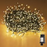 SALCAR Led-clusterlichtketting met draad, kerstboom, 10 m, 400 leds, kerstboomverlichting met 8 modi, timer en geheugen, waterdichte lichtketting voor buiten, binnen, tuin, bruiloft, warmwit