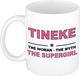 Bellatio Decorations Naam cadeau Tineke - The woman, The myth the supergirl koffie mok / beker 300 ml - Oudroze Keramiek