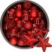 Decoris Boules de Noël et ornements étoiles - 43x pièces - plastique - rouge