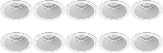 BES LED 10x Pragmi Minko Pro GU10 Inbouwspot - Wit - Ø90mm