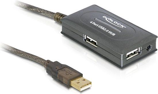 Delock - USB 2.0 Verlängerung+Hub aktiv 10m - Grijs