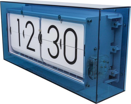 NeXtime Big Flip Clear - Flipklok - 36 cm - Blauw