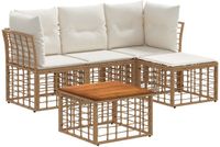 vidaXL Hoek loungeset 4-zits Polyester Naturel