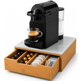 BAKAJI Capsulehouder met lade voor capsules Nescpresso Dolcegusto Modomio Caffe Lavazza theezakje suiker van bamboehout (31,5 x 30 x 10 cm Sky White)