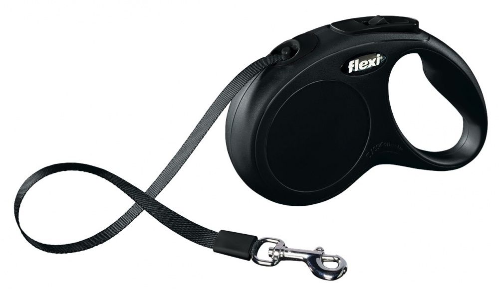 Flexi New CLASSIC - Hondenriem - Zwart - 5 meter - Small - Tot 15 kg