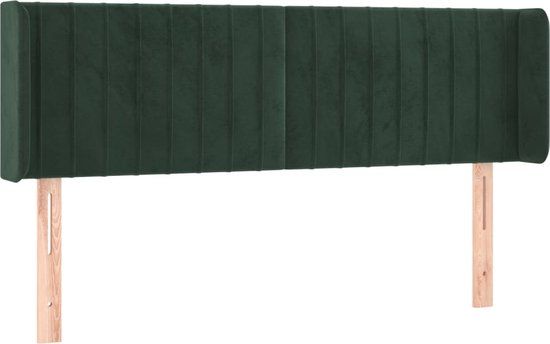 vidaXL Hoofdbord met randen 147x16x78/88 cm fluweel donkergroen