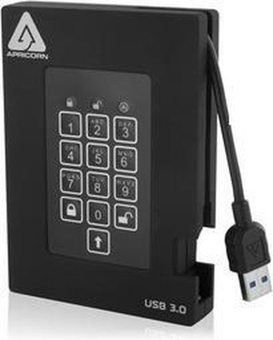 Apricorn Aegis Padlock Fortress - 500GB USB 3.0 External Hard Drive - FIPS Validated