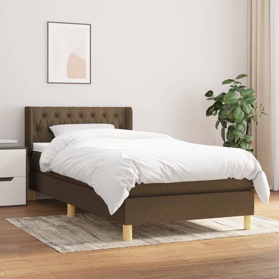 vidaXL Boxspring met matras, stof, donkerbruin, 100x200 cm