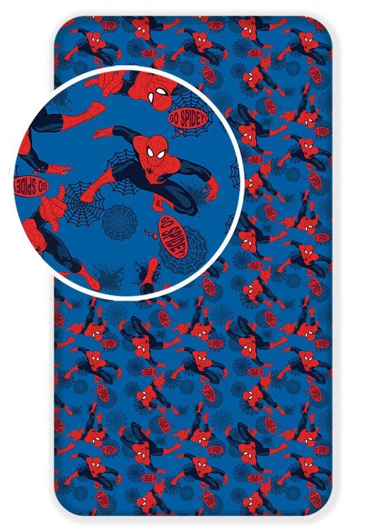 4KidsOnly Spiderman Hoeslaken Eenpersoons - 90 x 200 cm - Katoen