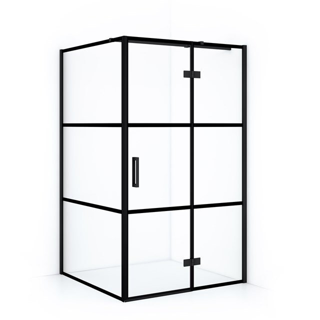 Maxaro Douchecabine Diamond 120x90cm 8mm Helder Veiligheidsglas met Zwarte Strepen Mat Zwart