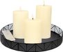 Anna's Collection LED kaarsen - 3x stuks - creme wit - met zwart rond dienblad