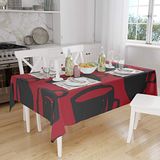 Bonamaison Tafelkleed, Anti-Mold, Sneldrogend, Waterdicht, 100% Polyester Tafellaken, rood Zwart, 140 x 160 Cm