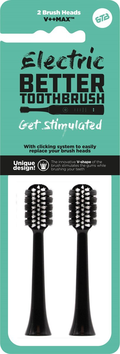 Better Toothbrush Opzetborstels Regular voor Electric Better Tootbrush - 2 stuks - zwart