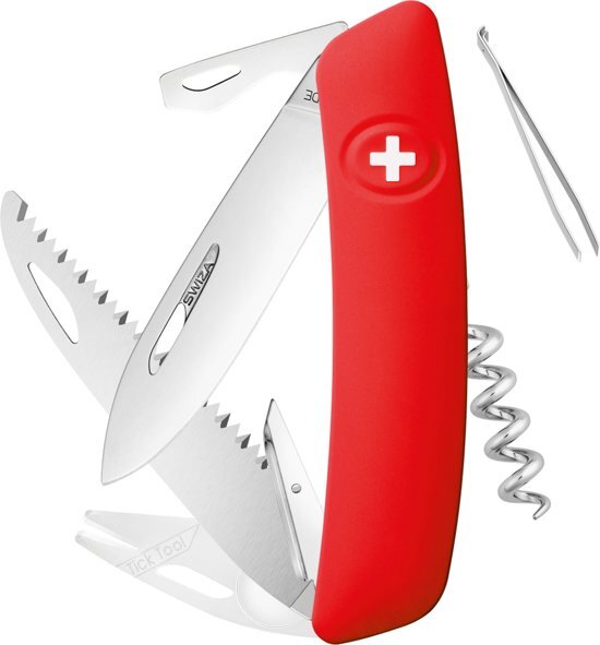 Swiza TT05 Zakmes met Tekentang - Rood (Red) - Eco Blisterverpakking