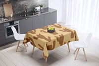 Bonamaison Tafelkleed, Anti-Mold, Sneldrogend, Waterdicht, 100% Polyester Tafellaken, Bruine tinten, 140 x 140 Cm - Ontworpen en Vervaardigd in Turkije