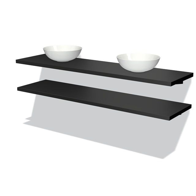 Maxaro Badkamermeubel Modulo Plato Mat Zwart 180 cm met 2 Wastafelbladen