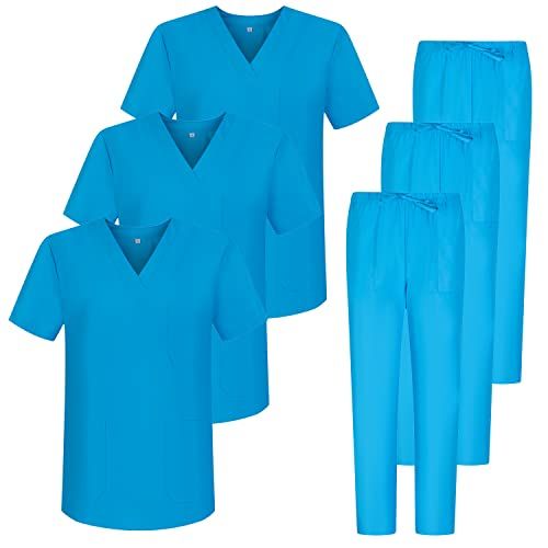 MISEMIYA - Set van 3 - gezondheidsnormen unisex medische gezondheidsnormen - Hemelsblauw 68 - S