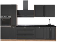 Vicco Complete keukeneenheid Fame-Line, Anthrazit-Gold Landhaus/Goudkleurig Eiken, 310 cm, WB Antraciet
