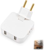 Prise plate - Prise 4-en-1 pour montage derrière meuble - Tête pivotante à 180° - 2 prises 220 V et 2 ports USB