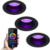 HOFTRONIC SMART Set van 3 Mari Smart Inbouwspots Verdiept Zwart RGBWW GU10 345 Lumen Wifi