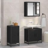 vidaXL Dressoir, zwart, eikenlook, 35,5 x 35 x 76 cm