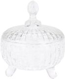 Excellent Houseware Bonbonniere met deksel - transparant deco glas - 10 x 13 cm - snoeppot - tafel model