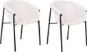 Beliani AMES - Eetkamerstoel set van 2 - Beige - Design - Stof