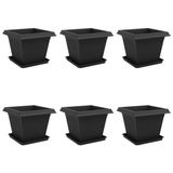 vidaXL Plantenpotten - 6 stuks - Zwart - 43 x 43 x 33,5 cm - Kunststof