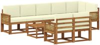 vidaXL - Buiten - bank - set - 9 - st - Natuurlijk - en - Crème - Polyester