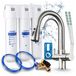 Ari robinet de cuisine 3 voies Nordic, acier inoxydable, robinet de évier extractible. Incluant système de filtration d'eau Aquaphor, pivotant à 360°