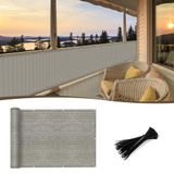 Sunny Guard 3'x10' bruin grijs balkon privacyscherm hek appartementen reling cover zware mesh voorruit voor buiten, achtertuin, terras, dek privacy
