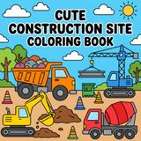 Cute Construction Site Coloring Book for Ages 2-4: Big Construction Trucks, Tools & Machines for Little Builders to Color