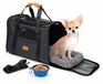 maxxpro Reistas voor honden/katten - 44 x 31 x 34 cm. Draagtas met inklapbare voerbak/huisdierbed - Transporttas met schouderriem en handvat - geschikt voor dieren tot 5 kg - Grijs