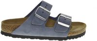Birkenstock Arizona Stone Blue Women's Size 38 Narrow Fit Leather Slides