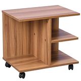 BAKAJI Salontafel voor woonkamer, multifunctioneel, bank, tv-tafel, tijdschriften, nachtkastje met wielen van melaminehout (walnoot)
