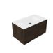 Saniclass Holz Frame Badkamermeubelset - 80x45x41.5cm - Flow solid surface wastafel wit - 1 wasbak - zonder kraangat - 1 lade - mat eiken charcoal (hout) SW1420767/SW1224148